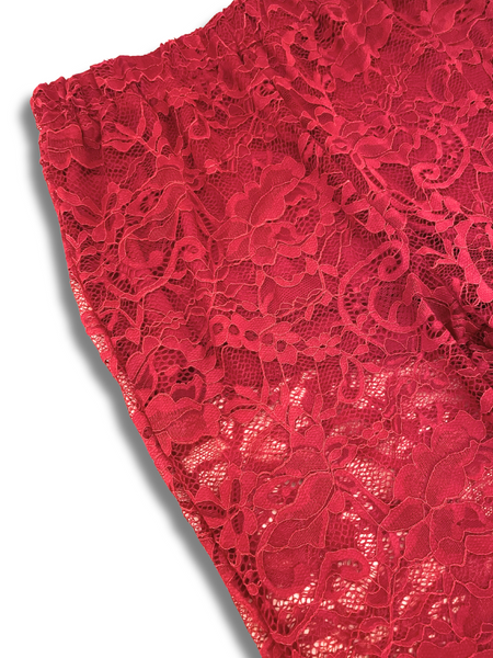 Sheer Lace Flare Pants - Ruby Red