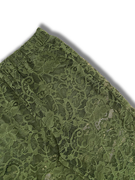 Sheer Lace Flare Pants - Moss Green