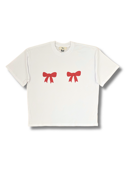 Double Red Bow Oversized Tee