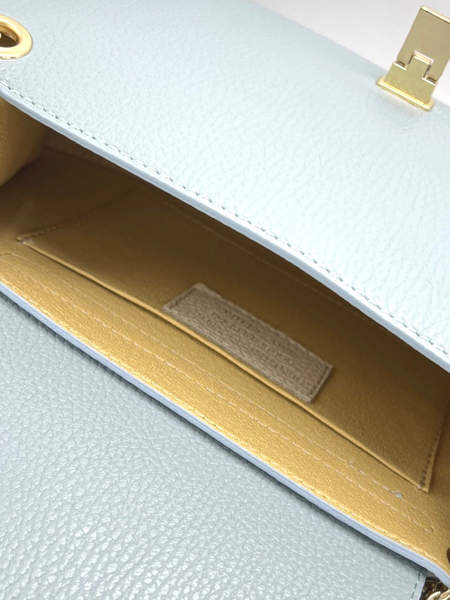 Celeste Twin Chain Leather Bag - Light Blue