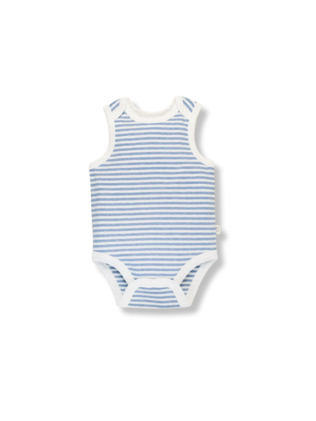 Blue Stripes Organic Cotton Singlet Bodysuit