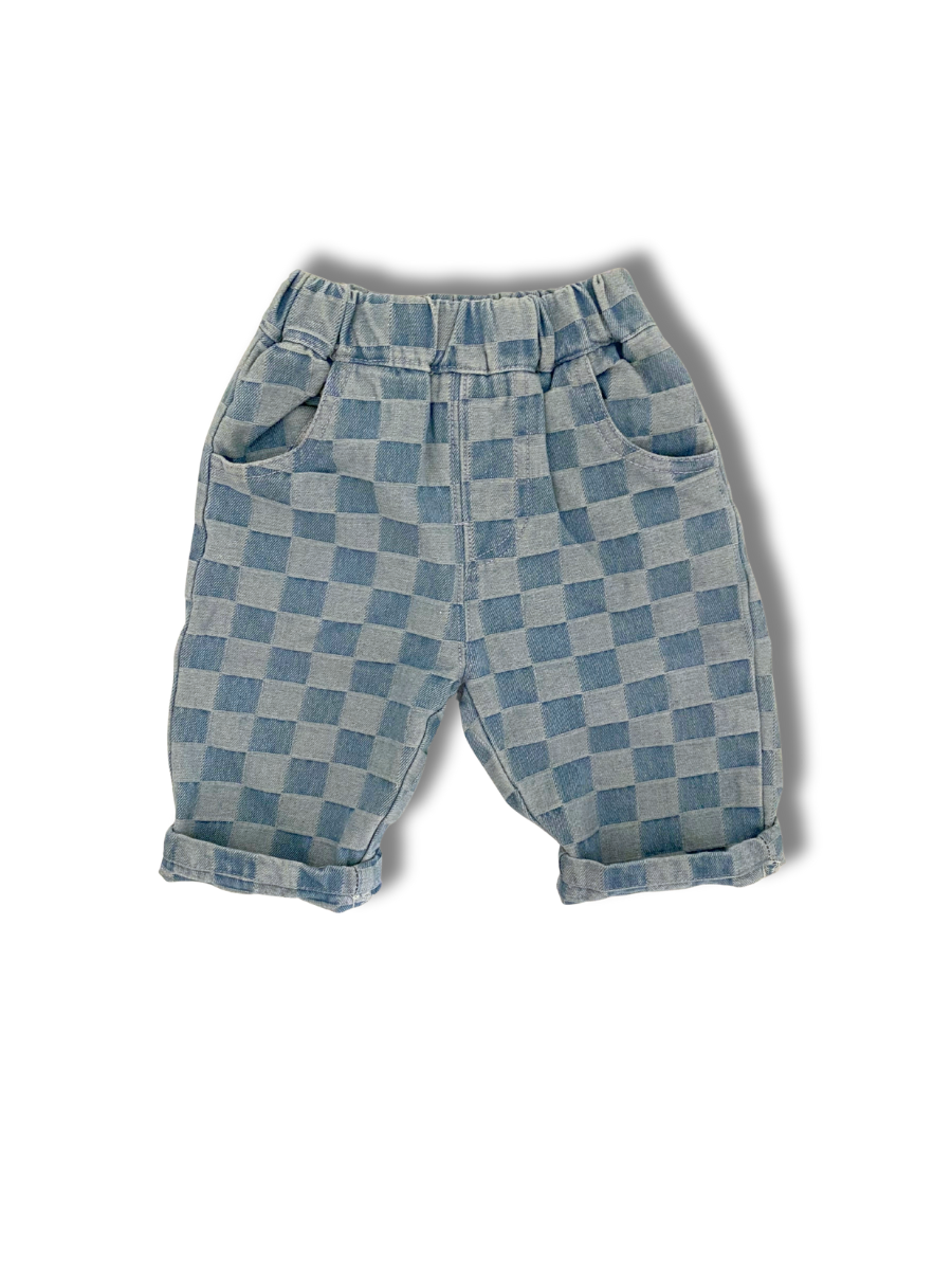 Baby Slouchy Checkered Denim Jeans