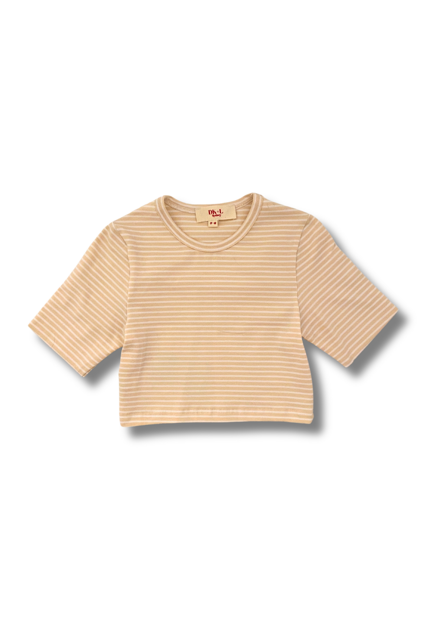 3/4 Sleeve Stripe Crop Top Dusty Pink