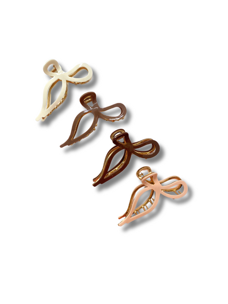 Glossy Bow Hair Claw - Mocha