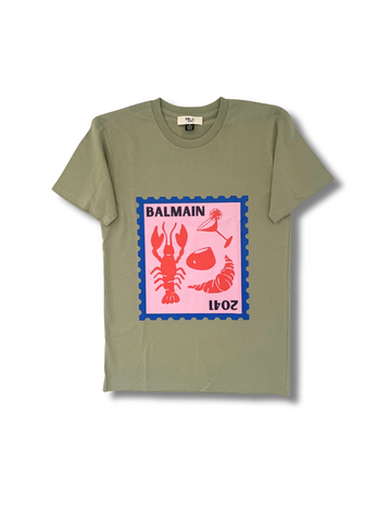 Balmain Stamp Logo Tee - Sage Green
