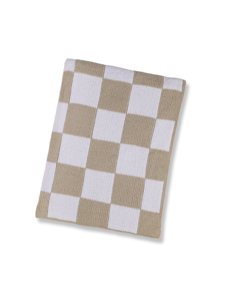 Chenille Checkered Blanket - Taupe