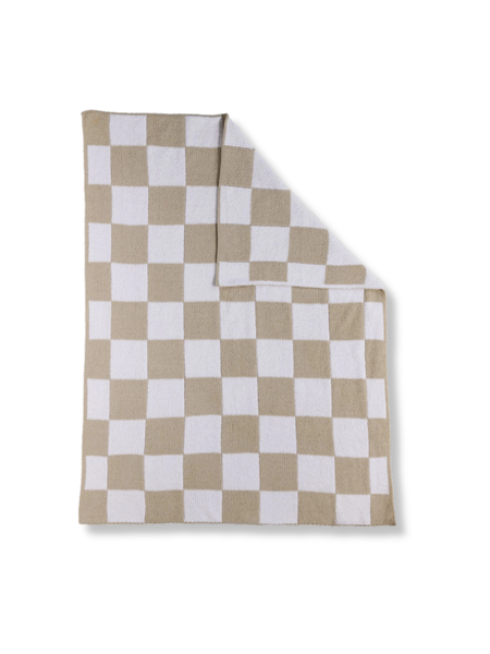 Chenille Checkered Blanket - Taupe