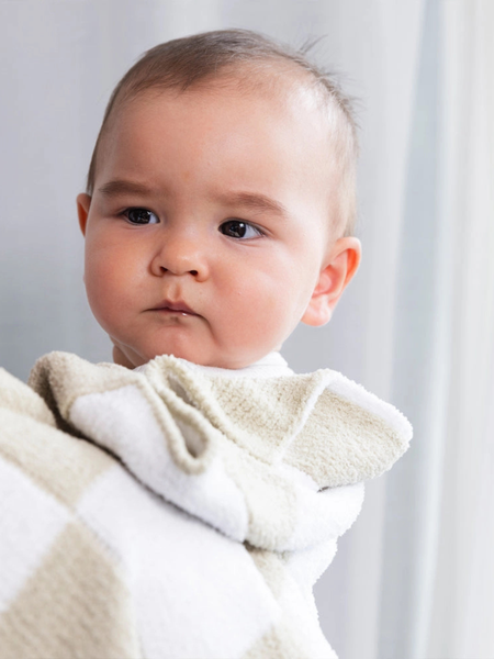 Chenille Checkered Blanket - Taupe