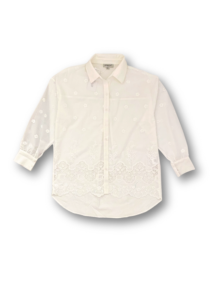 White Embroidered Cotton Shirt