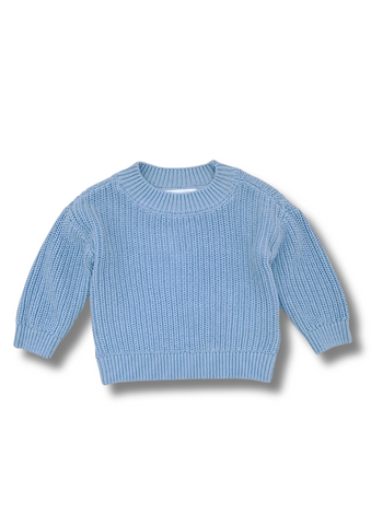Basic Cotton Knit Jumper Blue