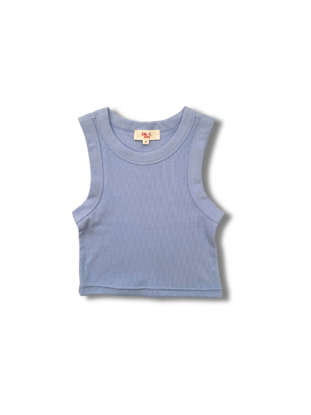 Ribbed Cropped Singlet - Powder Blue