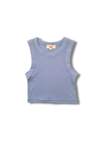 Ribbed Cropped Singlet - Powder Blue
