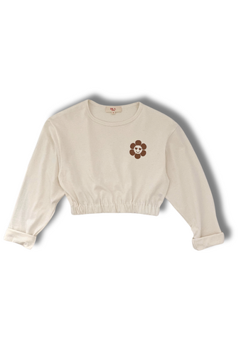 Relaxed Crop Long Sleeve Tee Natural