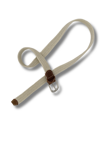 Kids Braided Stretch Belt - Beige Cream