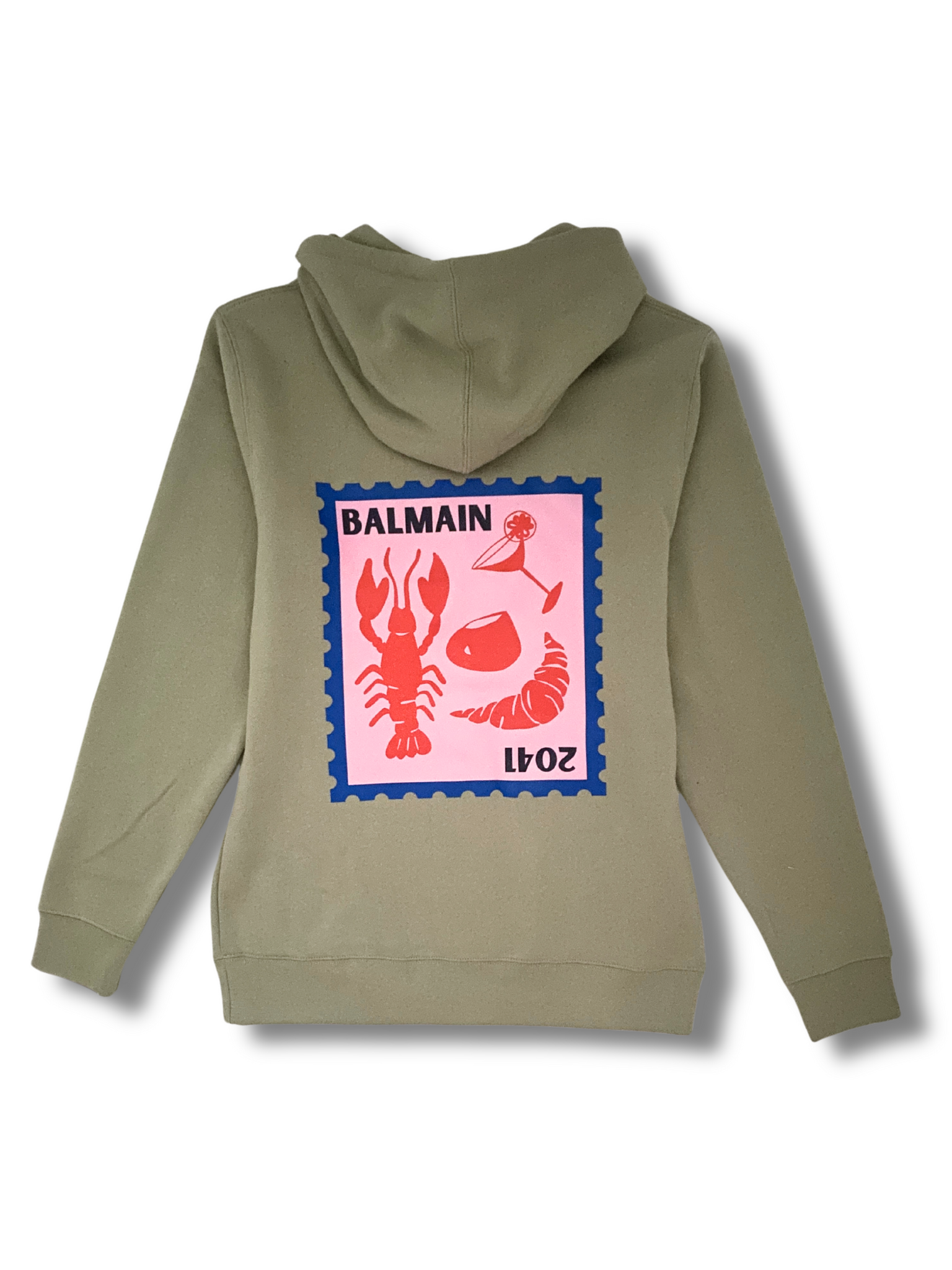 Balmain Stamp Logo  Hoodie - Sage Green