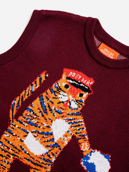Tiger The Postie Jacquard Knit Vest - Burgundy