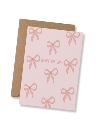 Happy Birthday Coquette Pink Bows Card