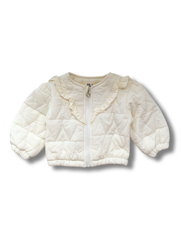Quilted Baby Jacket With Frill - Cream
