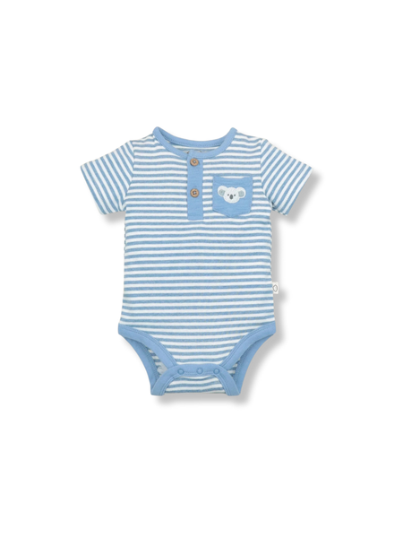 Koala & Blue Stripes Organic Cotton Bodysuit