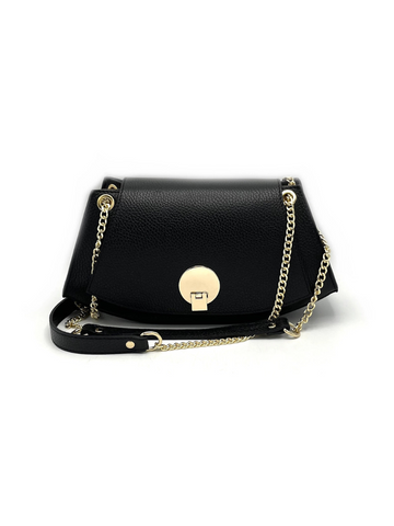 Celeste Twin Chain Leather Bag - Black