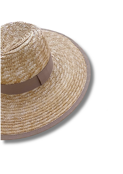 Millie Wide Brim Hat Cacao Ribbon