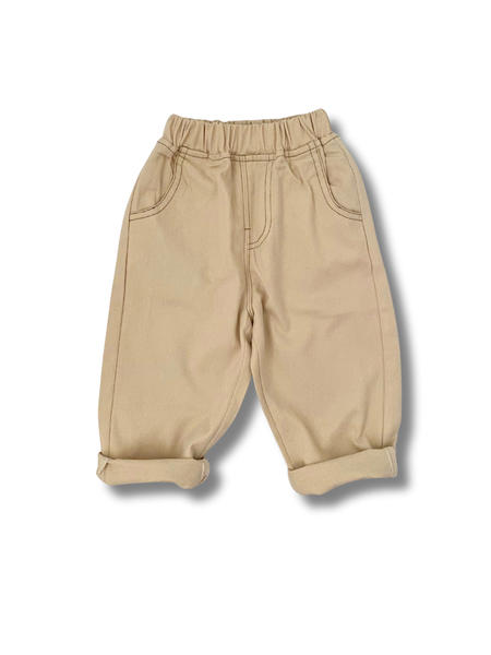 Kids Cotton Drill Pants - Beige