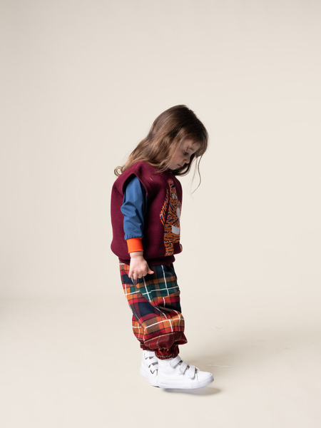 Tiger The Postie Jacquard Knit Vest - Burgundy