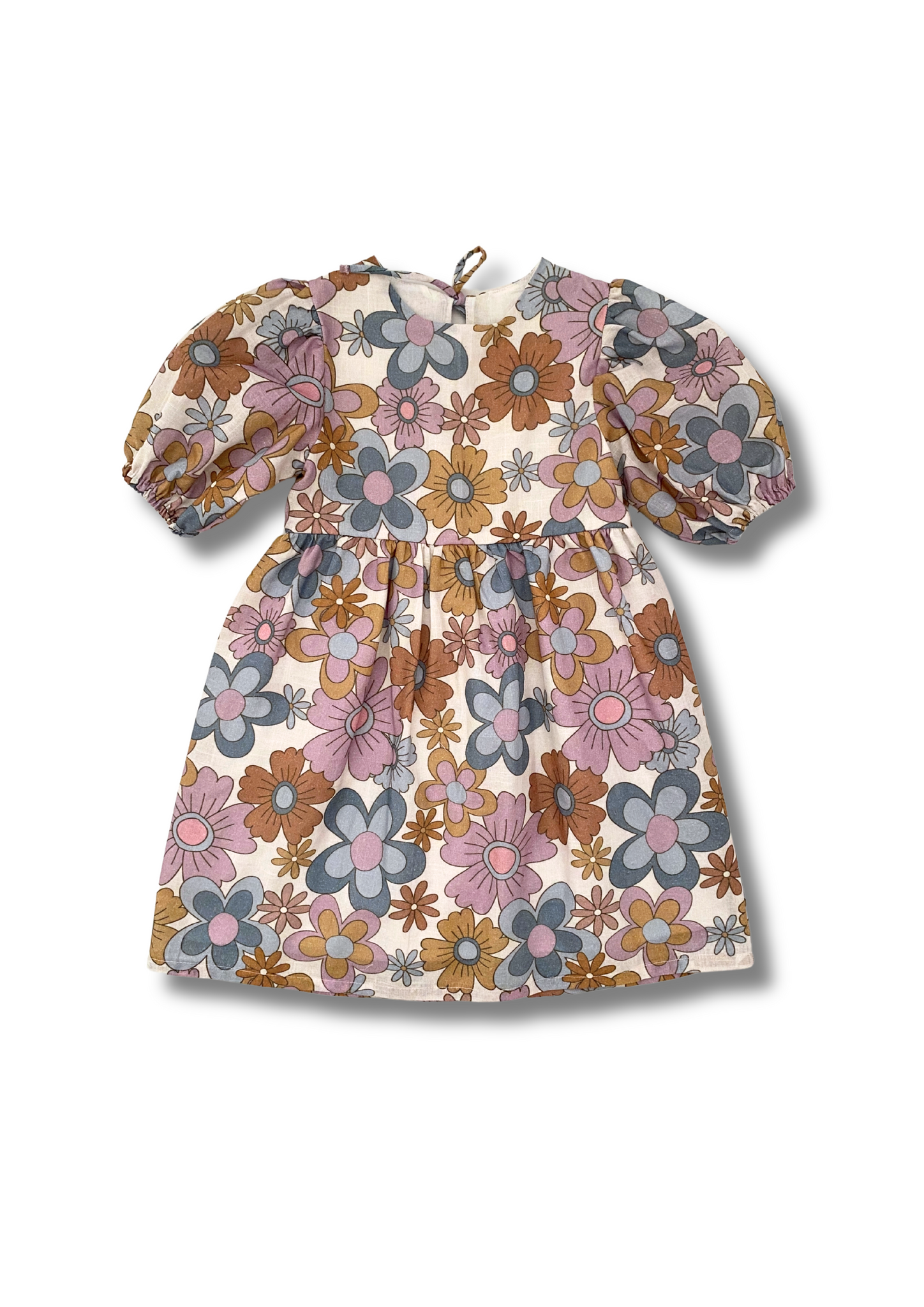 Flower print dress with puffy sleeves