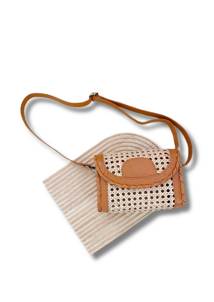 Soleil Rattan & Leather Handbag