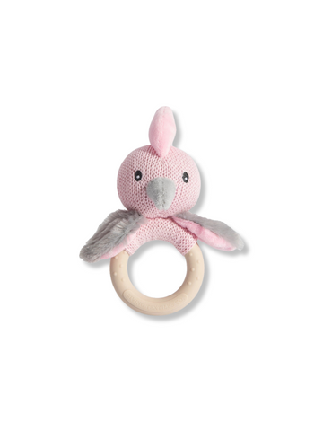 Ring Rattle Galah Knitted