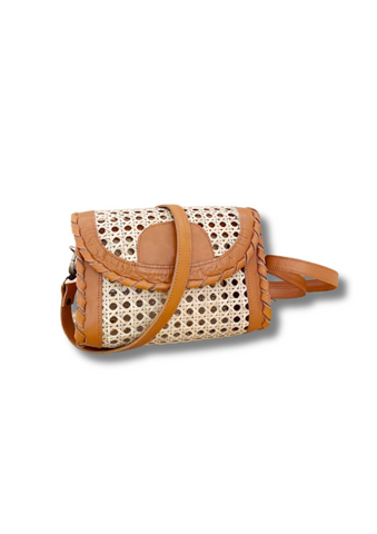 Soleil Rattan & Leather Handbag