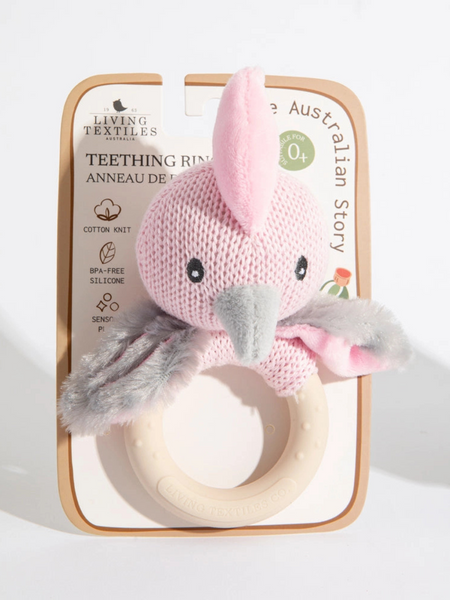 Ring Rattle Galah Knitted