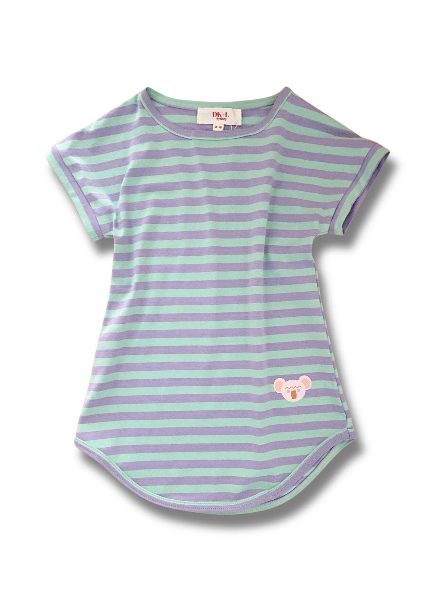 Mint & Purple Stripe T-Shirt Dress