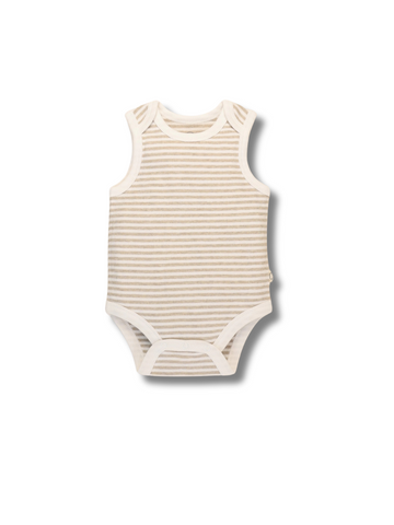 Comfy Baby Bodysuit Singlet - Oat Stripe