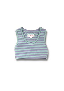 Mint & Purple Stripe Active Crop Top