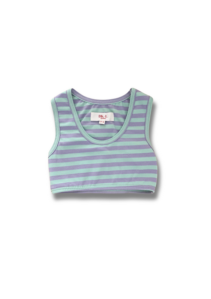 Mint & Purple Stripe Active Crop Top