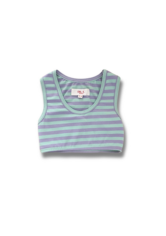 Mint & Purple Stripe Active Crop Top