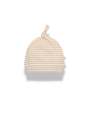 Comfy Baby Knot Beanie - Oat Stripe