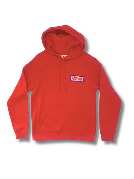 Balmain Stamp Logo  Hoodie - Chili Red