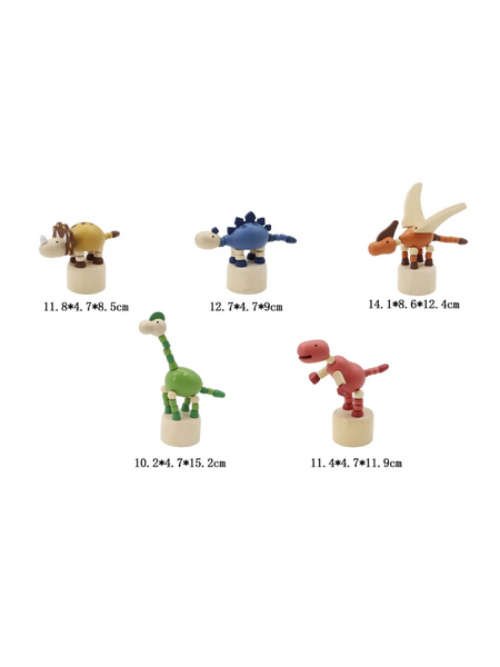 Wooden Dinosaur Press Toy - Triceratops