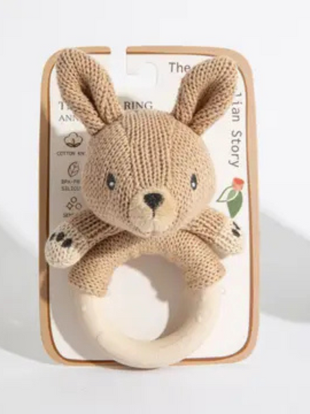 Ring Rattle Kangaroo Knitted