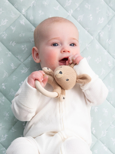 Ring Rattle Kangaroo Knitted