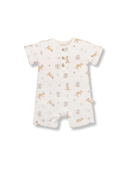 Comfy Baby Zip Romper - Kangaroo & Koala