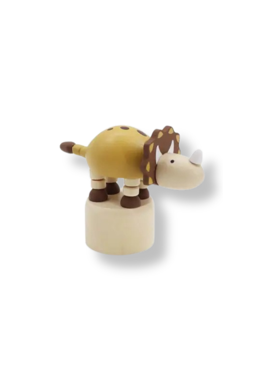 Wooden Dinosaur Press Toy - Triceratops