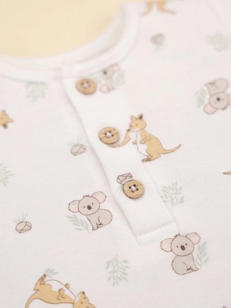 Comfy Baby Zip Romper - Kangaroo & Koala