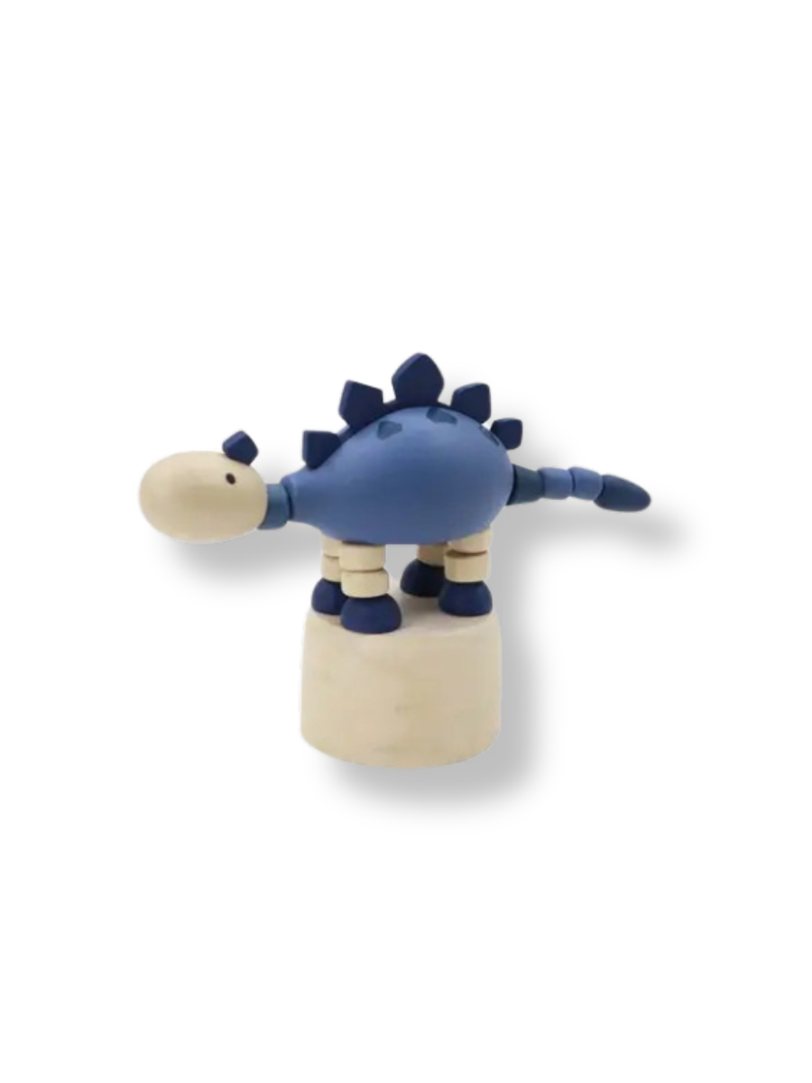 Wooden Dinosaur Press Toy - Stegosaurus