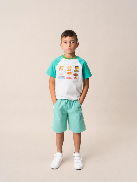 Raglan T-Shirt Aqua & White