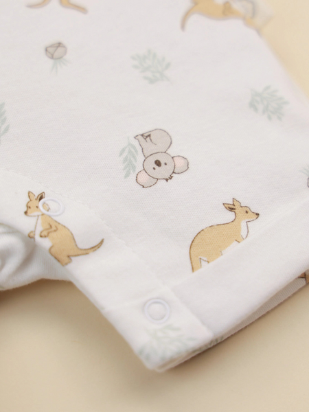 Comfy Baby Zip Romper - Kangaroo & Koala