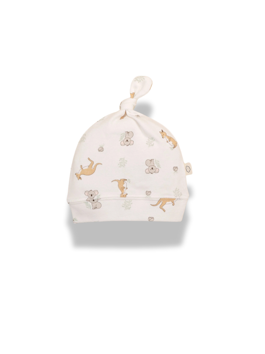 Comfy Baby Knot Beanie - Kangaroo & Koala