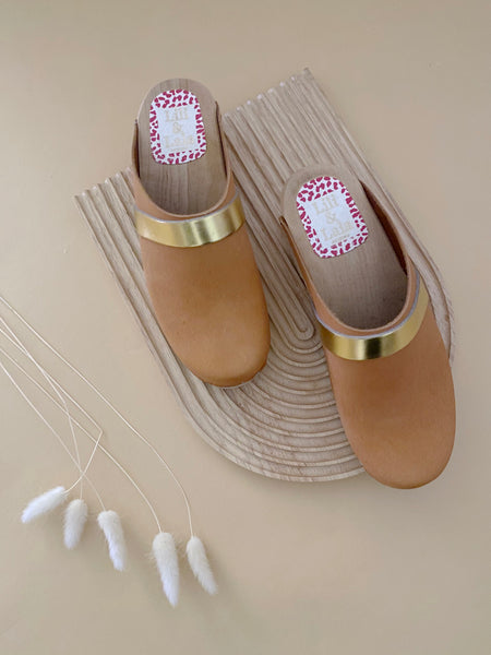 Swedish Clogs Malmö Beige & Gold